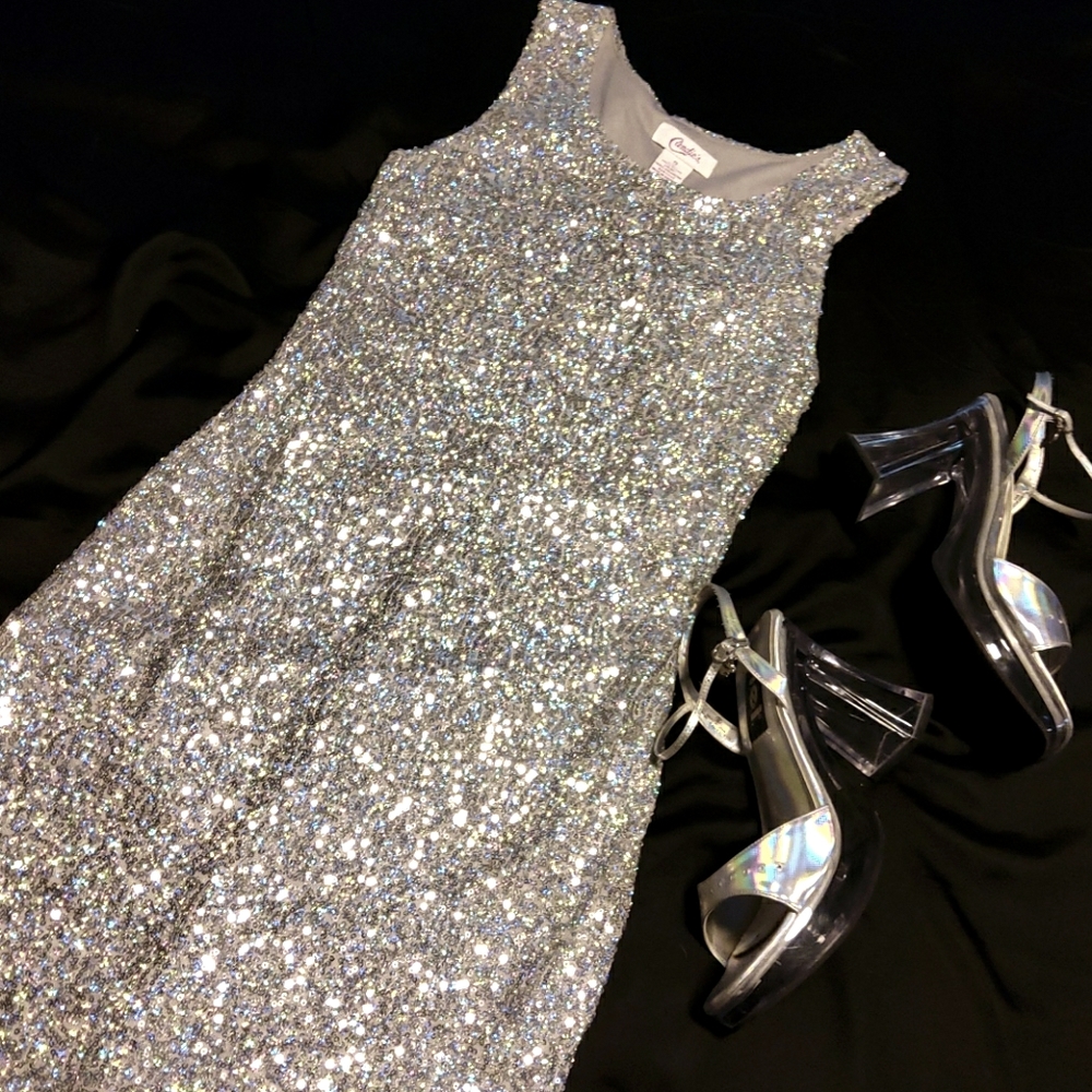 Sparkly Shimmery technicolor shift dress